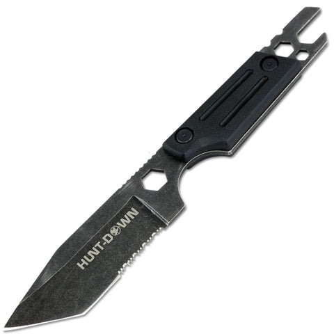 Hunt-Down 9.5" StoNew ashed Tanto Fixed Blade Full Tang Knife Sheath  & Wrench Tool 9840
