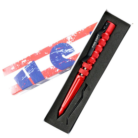 Hunt-Down New Powerful 6" Red Fire Dept. Survival Tactical Pen For Self Defence