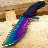 Hunt-Down Series 9.5" Hunting Knife Multi Rainbow Color Full Tang Blade 9929