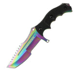 Hunt-Down Series 9.5" Hunting Knife Multi Rainbow Color Full Tang Blade 9929