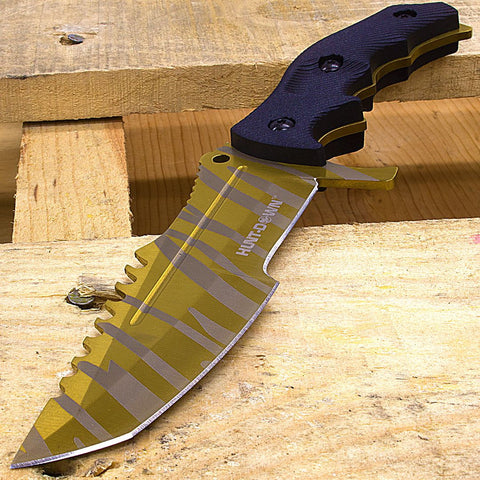 Hunt-Down Series 9.5" Hunting Knife Gold Color Full Tang Blade 9930