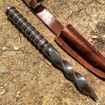 TheBoneEdge 10" Custom Handmade Full Tang Damascus Kris Blade Hunting Knife w/ Sheath