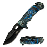 MASTER USA SPRING ASSISTED KNIFE - MU-A116N FOLDING BLUE DRAGON EDC