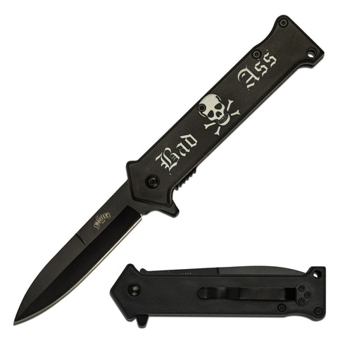 MASTER USA SPRING ASSISTED KNIFE - MU-A121A BAD ASS BLACK FOLDING