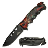 MASTER USA SPRING ASSISTED KNIFE - MU-A125A EMBOSSED DRAGON EDC POCKET