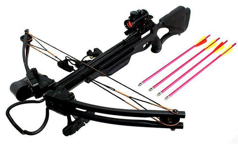 175 LBS Hunting Crossbow Package with Red Dot Scope Arrows 285 FPS Rope Cocking