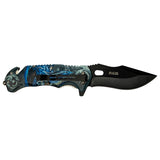 MASTER USA SPRING ASSISTED KNIFE - MU-A116N FOLDING BLUE DRAGON EDC