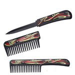 Self Defense Brush Comb With Hidden Knife - Red Artwork