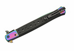 Spring-Assist Folding Knife Extra Long Stiletto Blade 13in Overall Black Rainbow- G10