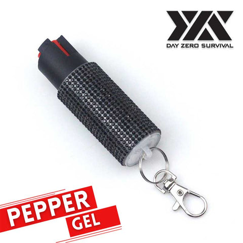 Personal Defense Tactical Pepper Gel Key Ring - Black Jeweled Design