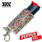 Personal Defense Tactical Pepper Gel Key Ring - Rainbow Jeweled Design