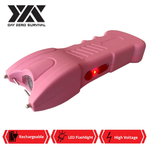 25 Million Volts Stun Gun Rechargeable with LED Flashlight Pink