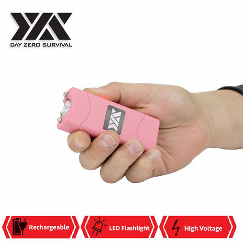 Pink DZS Rechargeable Self Defense Ultra Mini Stun Gun With LED FlashLight