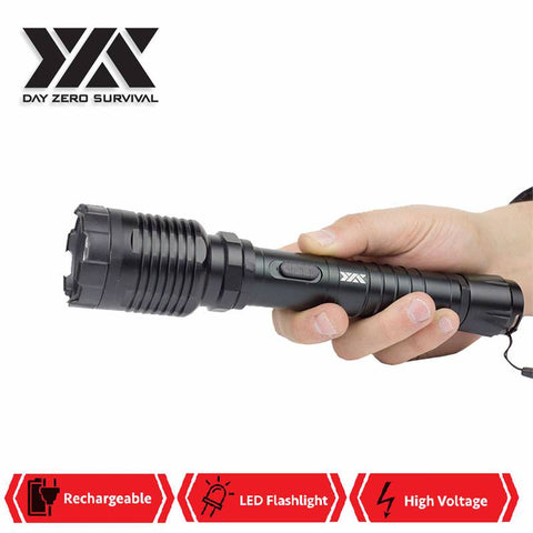 DZS Special Force Tactical Metal Stun Gun Rechargeable LED Flashlight