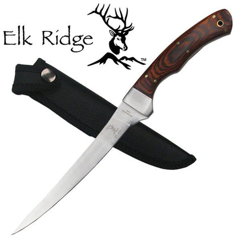 Fillet Knife 12" Fixed Blade Wood Handle Full Tang