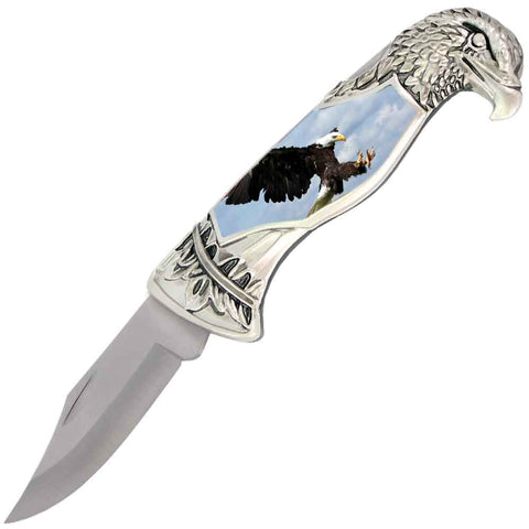 8" Overall Eagle Head Lockback Folding Pocket Knife in a Gift Box Style-8