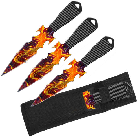 Roaring Phoenix Throwing Knife Set - Set of 3 Throwers with Sheath