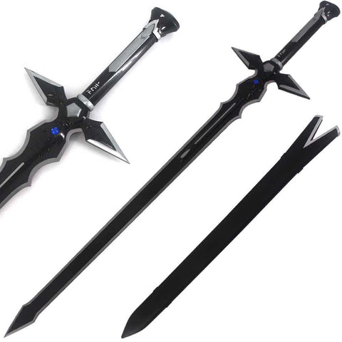SAO Dark Repulser Sword of Kirito Steel Replica with Wooden Sheath