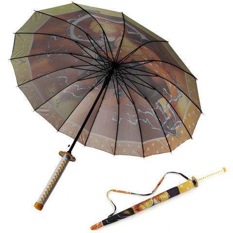 Agatsuma Zenitsu Anime Demon Slayer Cosplay Umbrella Automatic Folding