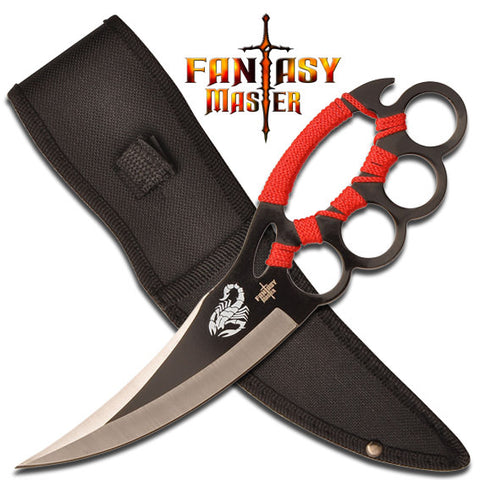 Ninja Knuckle Fighter Cobra Knife - Red Cord Wrapped Handle