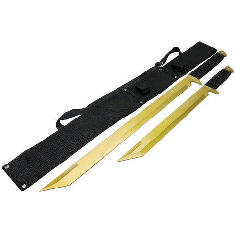 26" / 18" Stainless Steel Gold Blade Sword with Sheath