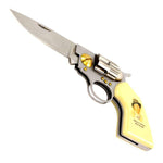 Billy The Kid 7.5" Gun Folding Knife Stainless Steel Revoler Style KB309B-2