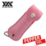 DZS Tactical Defense Pepper Gel - Pink Premium Keychain Leather Case