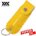 DZS Tactical Defense Pepper Gel - Yellow Bling Keychain Leather Case