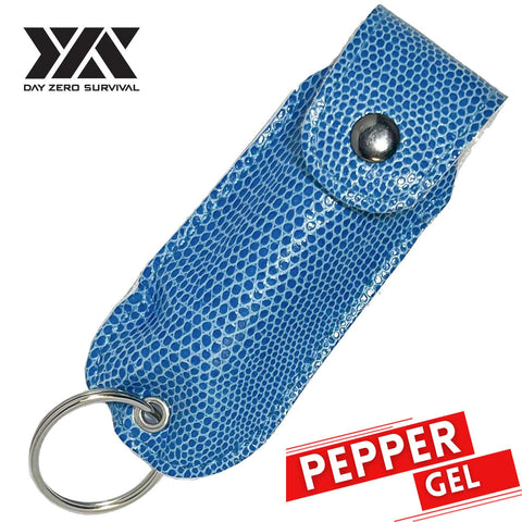 DZS Tactical Defense Pepper Gel - Blue Snake Skin Pattern Leather Case
