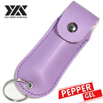 DZS Tactical Defense Pepper Gel - Purple Premium Keychain Leather Case