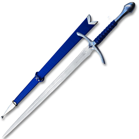 Fantasy Glamdring Replica Sword With Blue Leather Wood Scabbard