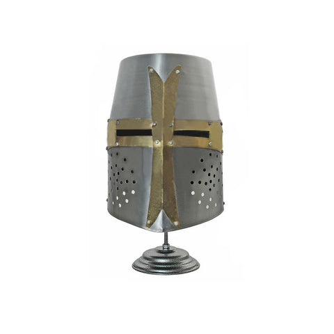 Decorative Barrel Helm Crusader Helmet With Stand