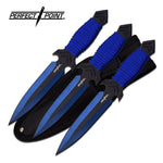 3 Pcs Blue 6.5" Beginner Throwing Knife Set With Sheath