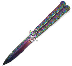 9.10 Inch Solid Steel Skull Butterfly Folding Knife (Titainium)