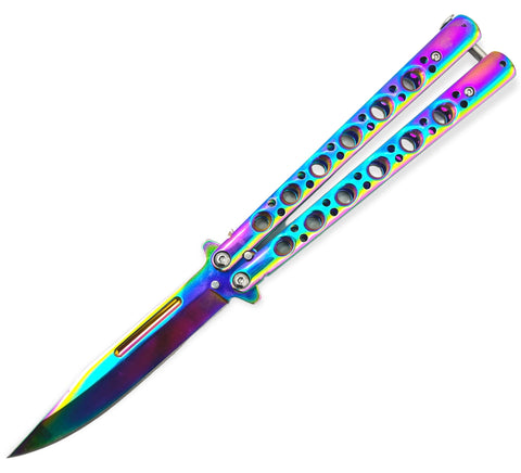 Heavy Duty Balisong Butterfly Knife Rainbow