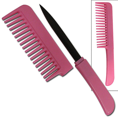 Self Defense Brush Comb With Hidden Knife - Pink