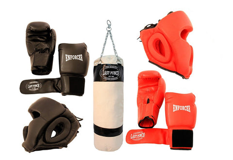 Last Punch Boxing Package New 1 Pair of Headgears 2 Pair Gloves & Punching Bag S106