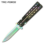 7.5 Inch Rainbow Spring Assisted Folding Knife Faux Butterfly