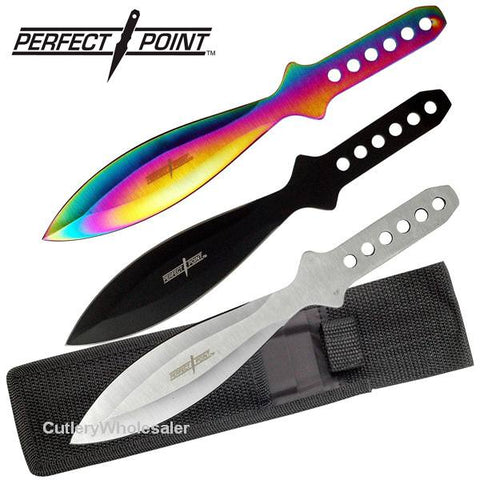 9" 3-Pcs Multi-Color Throwing Knife Set With Sheath