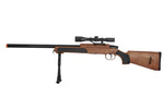 415 FPS Airsoft MK51 Bolt Action Sniper Rifle W/ Scope & Bi-Pod - WOOD