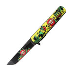 8" Yellow Handle Lips Design Spring Assisted Folding Knife W/ Belt Clip 420