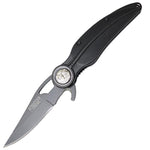 Defender-Xtreme 8" All Black Spring Assisted Folding Knife Leaf Design Handle With Belt Clip