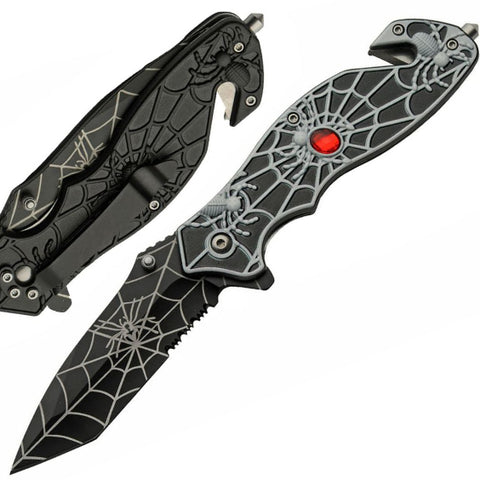 4.75" BLACK SPIDERWEB FOLDING KNIFE POCKET