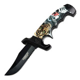 Defender-Xtreme 9" The Wrath Tiger Handle Spring Assisted Folding Knife Belt Clip