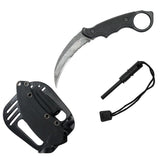 Defender-Xtreme 8" Stone Wash Blade Karambit Tactical Hunting Knife With Sheath