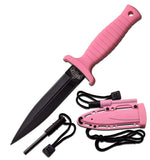 MASTER USA FIXED BLADE KNIFE 6.75" OVERALL PINK WOMENS WITH FIRE STARTER