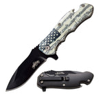 MASTER USA SPRING ASSISTED KNIFE EDC POCKET POLICE FLAG
