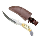 Defender-Xtreme 9.5" Full Tang Hunting Knife Horn Handle and Leather Sheath