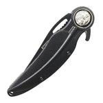 Defender-Xtreme 8" All Black Spring Assisted Folding Knife Leaf Design Handle With Belt Clip