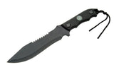 12" MILITANT FIXED BLADE DEFENDER KNIFE WITH COMPASS AND SHEATH BLACK